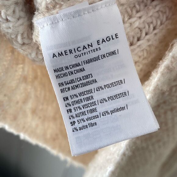 AE American Eagle Oversized Dreamspun Crew Neck Sweater‎ S Cream - Picture 5 of 5
